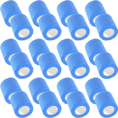 IndigoCase 24 Pack Self Adhesive Bandage Wrap 2 Inch x 5 yd Elastic Tape | Blue Color Elastic Bandage Wrap, Vet Wrap, Small Bandage for Kids, Fingertip, Wrist, Dog, Pets - color: Blue, size: 2 Inch - 24 Pack