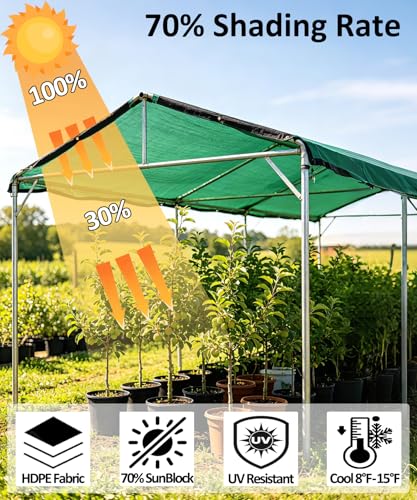 70% Green Shade Cloth with Grommets, 12 FT X 6 FT UV Blocking Mesh Tarp | Heavy Duty Shade Cover for Garden,Patio, Plant Cover, Tomatoes, Barns Kennel, Greenhouse - size: 12FT X 6FT