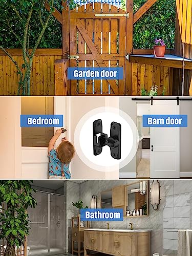 90/180 Degree Flip Barn Door Lock, Protect Privacy - Security Sliding Door Latch, Small Gate Latches Hardware for Barn, Garden, Bathroom, Cabinet, Window (Black-1PC) | Protect Privacy - Security Lock, Small Gate Latches Hardware for Barn, Garden, Bathroom