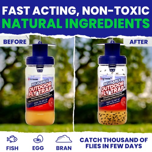 Fly Bait Fly Trap Refill Packets 6x1oz. Non Toxic Dissolvable Granules Work with All Reusable Flies Traps Outdoors Attractant. Flies Trap Bait Magnet Ranch Flytrap Outdoors. Cebo para Moscas - size: 6pack