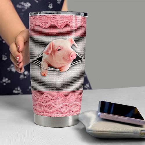 SANDJEST Pig Tumbler 20oz Stainless Steel Insulated Tumblers Coffee Travel Mug Cup Funny Pig Gifts for Women Girls Gift for Birthday Christmas - color: Pig