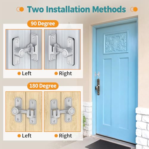 Barn Door Lock 2.4" 90/180 Flip Gate Latch, Sliver 2-Pack | Heavy Duty Zinc Alloy Sliding & Swing Door Latch for Barn, Gate, Fence, Shed - color: Silver-2 Pcs