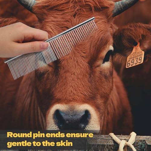 Biaungdo 2 Pcs Dog Grooming Combs Set, Metal Dog Comb | Stainless Steel Removing Tangles and Knot, Cat Brush Grooming Tool for Long Haired Pets