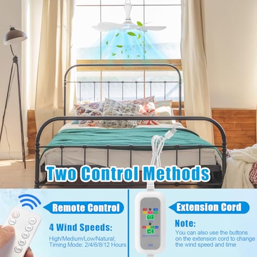 Tujoe 2 Set Solar Ceiling Fan Kit 16.5'', 15w Monocrystalline Solar Panel USB Ceiling Fan with Remote Control, Timer, Quiet Operation for Outside, Patio, Tent, Chicken Coop, Greenhouse, Shed, Camping