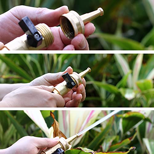 Brass Hose Nozzles, Heavy Duty Adjustable Twist Hose Nozzle & Jet Sweeper Nozzle 2 Pack - color: Nozzles AB