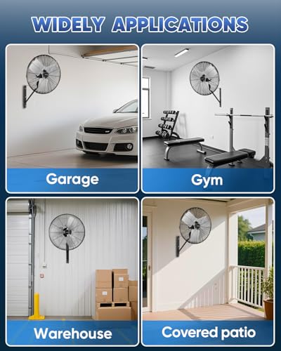 KEN BROWN 20 Inch Industrial Oscillating Wall Mount Fan 5500CFM,Heavy Duty,High Velocity,3- Speed,Black - size: 20 Inch
