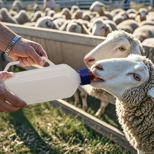 1000ML Baby Lamb Milk Feeder Bottle with Handle and Detachable Nipple,Calf Sheep Lamb Bottles for Baby Lambs Feeding Nursing Bottle Cup with a Replacement Nipple (1000ml) - size: 1 Count (Pack of 1)