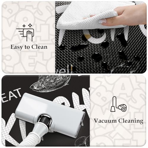 KIMODE Anti Fatigue Kitchen Mats,Black Farmhouse Kitchen Rugs Sets of 2 | Non Slip Waterproof Kitchen Floor Mats,Ergonomic Cushioned Comfort Standing Mat for Home,Laundry,Office,Sink,Desk,RV - color: Kitchen/Black, size: 17.3" x 59"+17.3" x 29"--0.47 inch