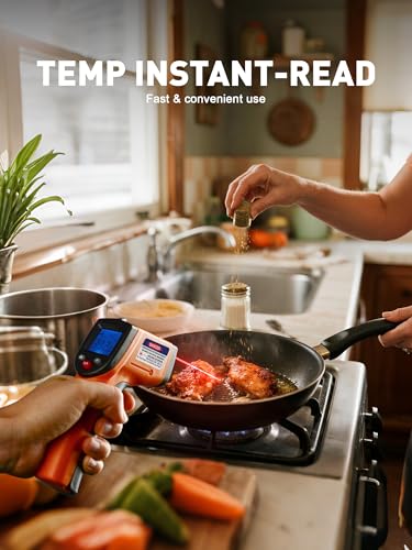 Infrared Thermometer Gun -58°F to 788°F Range (Not for Human Body Temp) | Digital Temperature Gun for Cooking, BBQ, Oven, Engine, HVAC | Non-Contact Measuring & Backlit Digital Display