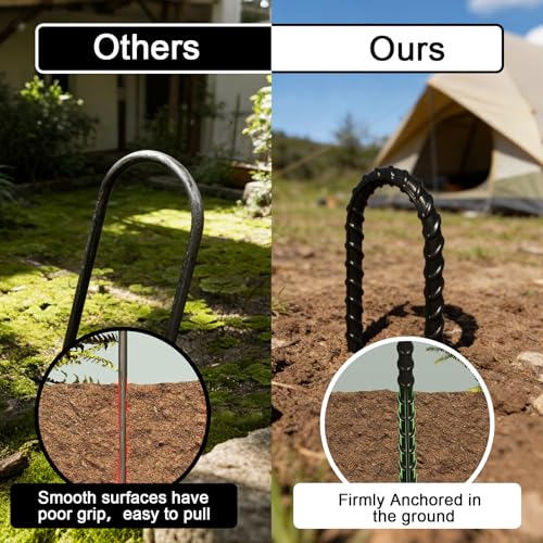Eurmax USA 8-Pack U-Shape Ground Stakes,Rust-Proof Galvanized Steel Ground Anchors,Commercial Trampoline Stakes for High Winds,Secure Anti-Flip Tie Down for Soccer Goals,Swing Sets,Fences&Playsets - color: Black, style: Arch Head