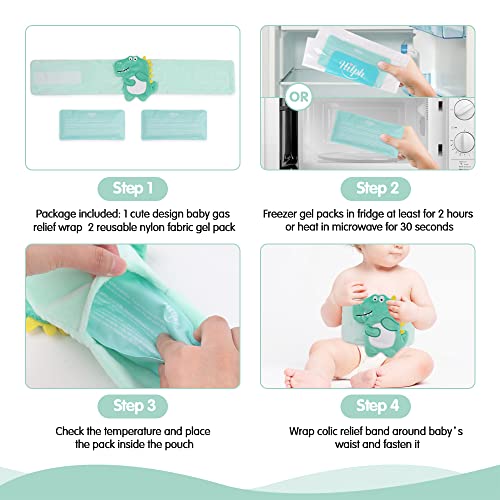Hilph 2 Pack Hilph Baby Colic Gas Upset Stomach Relief, Heated Tummy Wrap | for Newborns, Infants and Fussy, Belly Relief, Soothing Warmth, 2 Gel Packs Included, Baby Heating Pad Swaddling Belt
