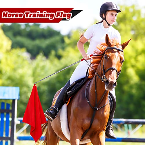 48" Horse Training Flag Horse Training Equipment with 4 Feet Replacement Flags and Telescopic Handheld Flagpoles, Red, Black