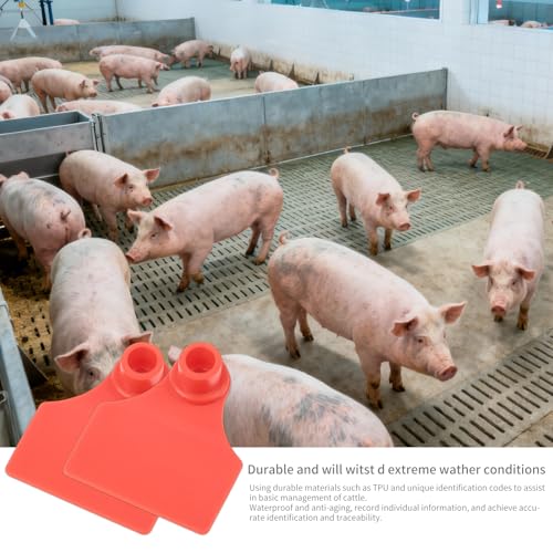 500pcs Farm Animal Ear Tags Numbered 001-500 Livestock Identification for Cattle Cows Hogs Pigs Sheep Goats (500, Medium-Red) - color: Medium-red