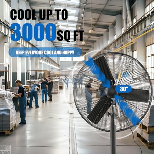 iLiving ILG8P30-72 Commercial Pedestal Floor Fan, 30-Inch, Industrial Heavy Duty Floor Standing Fan with 7261 CFM, Perfect for Home, Shop, Bedroom, Gym, Garage, Black