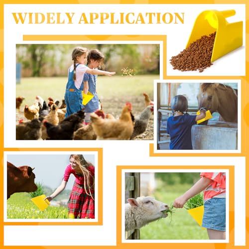 FillTouch 8 Pcs Feed Scoop 2 Qt Plastic Enclosed Heavy Duty Stackable Feed Scoop for Bird Horse Chicken Livestock Animal Ranchers Homesteaders Farmers(Yellow) - color: yellow
