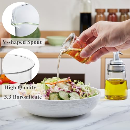 Ackers BORO3.3 2 oz Glass Measuring Cups with V-Shaped Spout, 2 Pack | 5-60 ml range with printed fl oz, tsp, tbsp and cup scales on 3.3 borosilicate glass for kitchen and bar prep - size: 60 ML (2 Oz)-Pack of 2