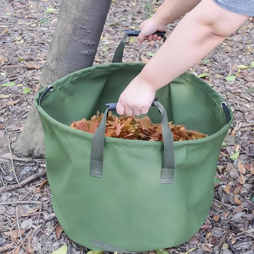 ELK 33-Gallon Non Self-Standing Multipurpose Garden Leaf Waste Bag - Durable Canvas for Yard Cleaning, Harvesting, and Storage - Heavy Duty with Rubber Handles and PVC Elastic Bone - 22" W x 18" H
