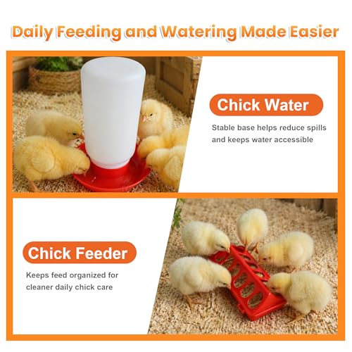 Large Chicken Brooder Box- Chick Starter Kit Includes Pop Up Chicken Playpen Tent, Waterproof Mat, Chick Feeder and Waterer, Portable Chicken Brooding Pen Up to 20 Chicks,Quail,Duck for Indoor Outdoor