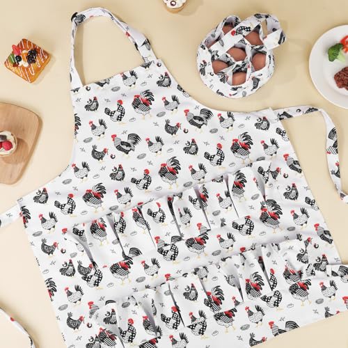 Egg Collecting Apron and Basket, Egg Gathering Apron for Fresh Egg | 14 Pouches Chicken Egg Apron with 7 Pouches Basket, for Chicken, Duck, Goose, Bird, Various Poultry Collection