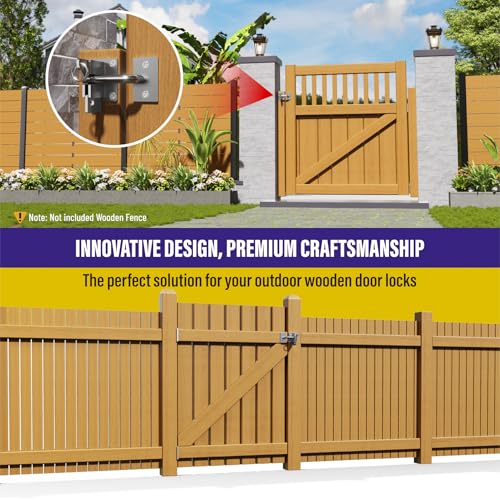 Hulave 304 Stainless Steel Fence Gate Latch, Self-Locking Gravity Gate Latch, Heavy Duty Privacy Gate Latch for Wooden Fence, Metal Gate & Vinyl Fence Gate Hardware (Silver) - color: Silver
