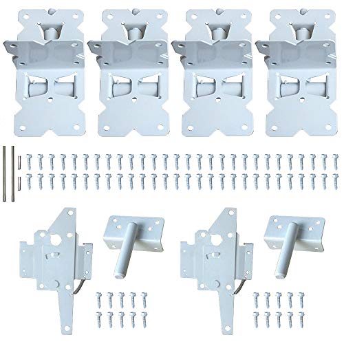 ZEKOO Stainless Steel Gate Hardware Kit, Self Closing Gate Hinges and Latch | Rust Proof, Use for Vinyl Fence Gate and Wood Fences Gate, Heavy Duty 2 Gate Latches 4 Gate Hinges (White) - color: White Two Set