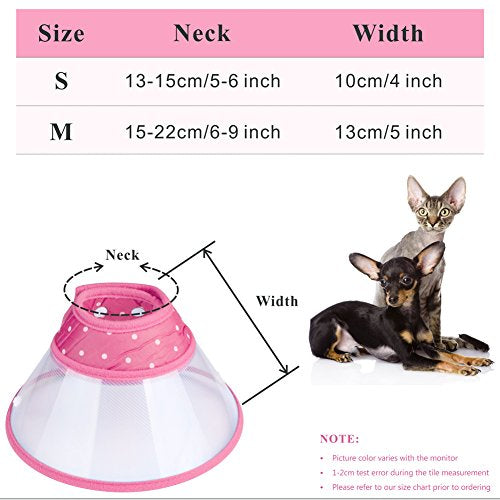 Cat Cone Collar, to Stop Licking, Recovery Elizabethan After Surgery, Clear Soft Neck E-Collar, Not Block Vision, for Kitten Puppy Dog Pet in Surgery Remedy - S in Rose | Stop Licking, Soft Cone, Clear Vision, Soft Padded Neck, Recovery Collar, After Surg