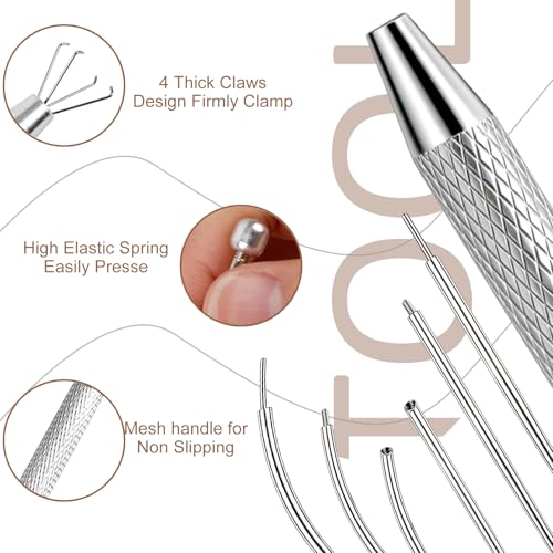 2Pcs Piercing Ball Grabber Tool for Changing Jewelry, Stianless Steel Flat Back Earring Applicator Internally Threaded Push Pin Piercing Grabber Tool - color: Silver-C