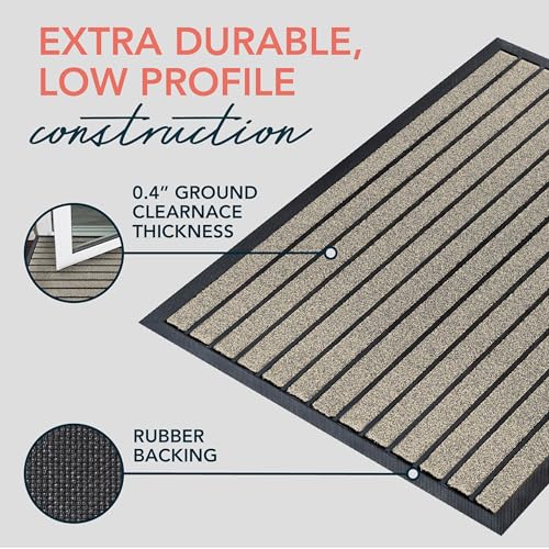 ubdyo Extra Durable Door Mat Outside Entrance (47" x 32", Bright Beige) | Dirt Trapping ,Non-Slip Backing, Indoor or Outdoor Use, Welcome Mat, Low Profile, Natural Rubber, Stain Fade Resistant - color: Bright Beige, size: 47" x 32" (Rectangular)