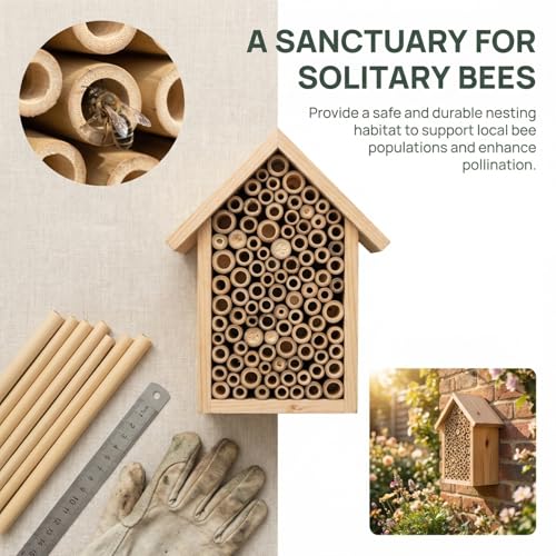 Balacoo Mason Bee Nesting Tubes Refill 200 Pack Reed Inserts | Reed tubes, replacement liners, bee house refill, garden use, solitary bee support, confirm tube size before purchase