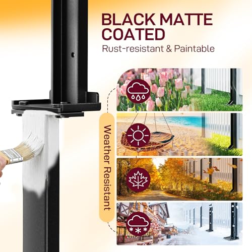 Goovilla Fence Post Repair Kit for Broken/Leaning/Tilted/Degraded Wood,2Pcs | Heavy Duty Fence Post Anchor Ground Stakes, Robust Quick-Fix Wood Support with Gloves/Installation, Easy to Install,Black