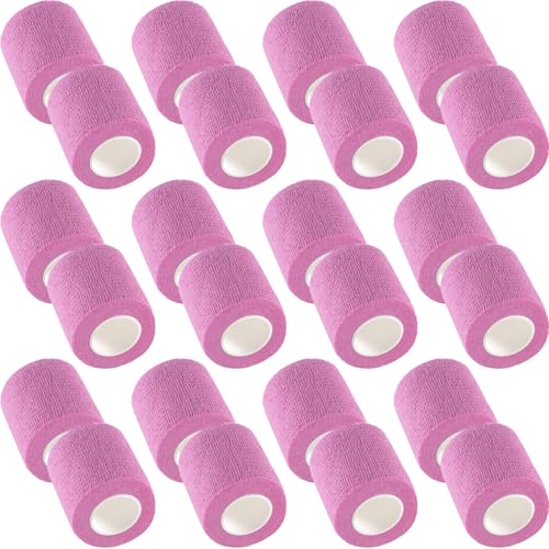 IndigoCase 24 Pack Self Adhesive Bandage Wrap 2 Inch x 5 yd Elastic Tape | Pink Color Elastic Bandage Wrap, Vet Wrap, Small Bandage for Kids, Fingertip, Wrist, Dog, Pets - color: Pink, size: 2 Inch - 24 Pack
