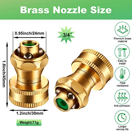 Hotop 3 Pack Big Shot Brass Hose Nozzle Adjustable Twist,3/4 Inch | Threaded Connector for Garden Hose, Heavy Duty Metal, Adjustable Spray Patterns, Leak Proof Seal, For Lawn Yard Watering - size: 3/4inch