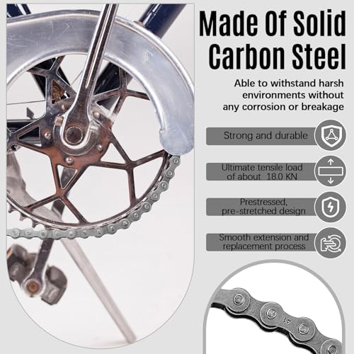 Tandefio #41 30 ft Roller Chain for Gate Openers Carbon Steel Operator Chain with 2 Connecting Links for Extension Replacement Electric Automatic Sliding Gate Opener Garage Hanger Door Karts Bike - size: 30 ft, style: #41