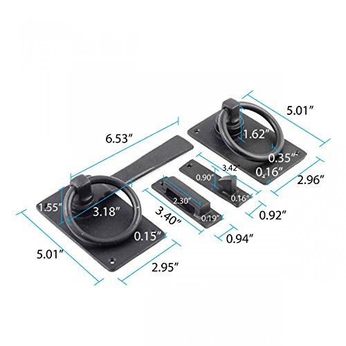 Renovators Supply Manufacturing Door Lock Latch 6.5 in. Black Wrought Iron Gate Latch Garage Barn Door Lock with Mounting Hardware - color: Black 6.5", size: Pack of 1