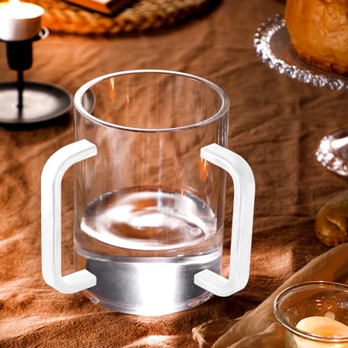 Dingion Judaica Hand Washing Cup for Netilat Yadayim | Clear Acrylic Judaica Hand Washing Cup Stable Dual Clear Handles 5 Inch Netilat Yadayim Cup Traditional Jewish Ritual Kohanim - color: Clear, White Handle
