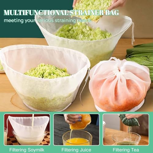 Cheese Cloths for Straining– Reusable Filter Bags Ultra-Fine Mesh Strainer for Filter NutMilk, Yogurt, Fresh Cheese, Juicing, Coffee, Milk, Butter & Juices (3)