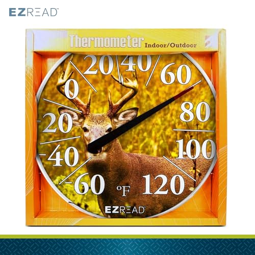 EZREAD Hanging Dial Thermometer 840-1225 Weather Thermometers for Indoor and Outdoor Use, Large 12.5 Inch Diameter, Easy to Read Numbers, Winter Cardinal - color: Winter Cardinal