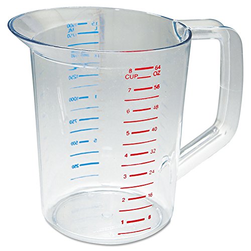 Rubbermaid Commercial Products Bouncer Clear Measuring Cup, 8-Cup/2-Quart, Clear, Strong Food Grade, Easy Read for Liquid/Dry Ingredients, for Home/Professional Kitchen - size: 2 Qt