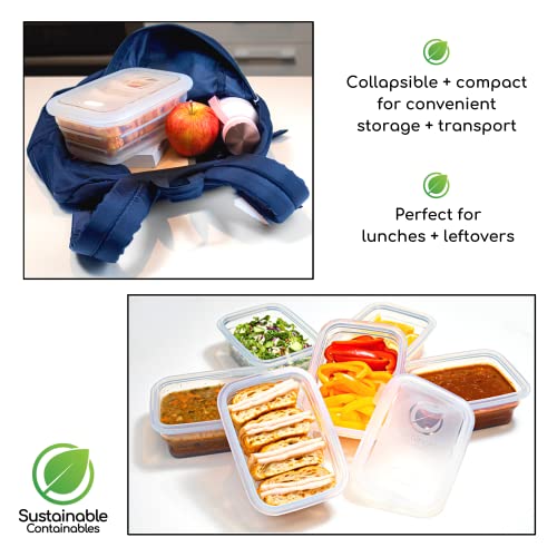 Premium Silicone Collapsible Food Storage Containers with Silicone Leakproof Lids, Platinum Food-Grade, BPA Free, LFGB Certified, Compact, Reusable Lunch Box, Microwave Safe, 4.9 Cups 3 Pk - color: 1160 ml (4.9 cups) - 3 Pack