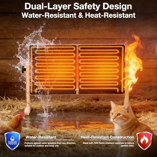 Smart Chicken Coop Heater for Chicks 200W Brooder Heater Plate with Adjustable Thermostat & Timer for Chicks, Ducks, Indoor Use, Brooder Heating Panel Safer Than Brooder Lamps for Year-Round Warming