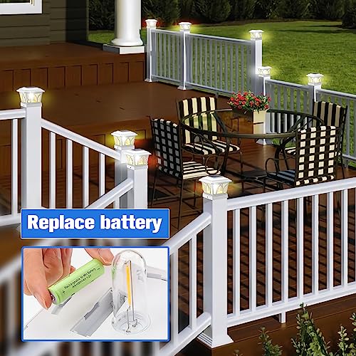 VOLISUN Solar Fence Post Cap Lights, Edison LED 2 Modes 8Pack,Slate White | Solar powered lights fit 4x4/6x6 posts, ideal for garden, deck, mailbox, yard & porch outdoor decoration - color: White, size: 8 pack