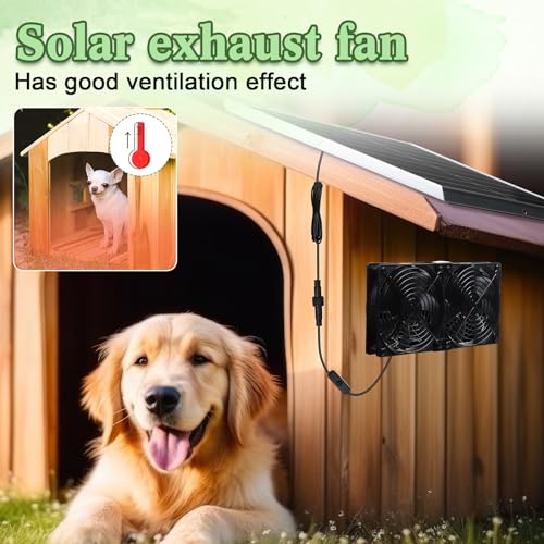 Glooglitter Solar Panel Fan Kit Solar Waterproof Exhaust Fans 15w Panel 2 Pcs High Speed Dc Brushless Fan for Attic Shed Barn Chicken Coop Greenhouse DIY Cooling Ventilation Project(1 Set)