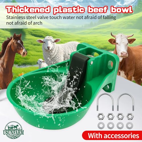 Automatic Livestock Waterer Bowl Plastic Cow Water Troughs ﻿ | Easy Install Wall Mount Cattle Drinking Bowl for Cow Cattle Horse Sheep Goat Pig Calf Outdoor Farm Water Trough