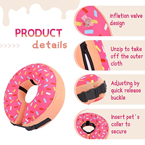 Supet Inflatable Dog Cone Collar Alternative After Surgery, Doggie Neck Donut Collar Recovery ECollar, Soft Dog Cone for Small Medium Large Dogs - color: Donut Pink, size: L-(Neck 11"-14")