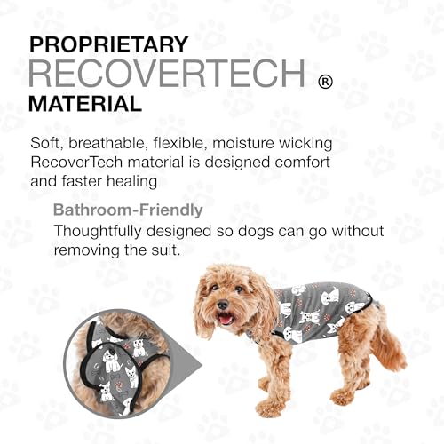 Dog Surgery Recovery Suit, Male Female After Spay Neuter Onesie | Soft Breathable Cotton, Anti-licking Cone Alternative, Protects Stitches & Abdominal Wounds, Patented Clip-up Potty System - color: Silver, size: X-Small