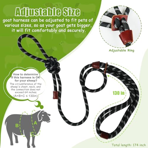 Goat Harness & Leash, Adjustable Step-in Sheep Harness, Goat Accessories, Livestock Halter Supplies for Goats and Sheep (Extra Large) - size: Extra Large