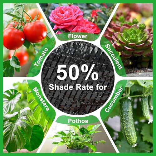Bigmeta Cuttable Shade Cloth for Garden | 10x30FT 50% UV-Resistant Mesh Tarp with Rope, Black Sun Cover Net for Patio Greenhouse Raised Beds Plants - size: 10X30FT