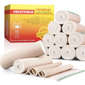 FRESINIDER Premium Elastic Bandage Wrap 6 Inch, 12 Pack, Hook and Loop | Extra-Wide 6-Inch Cotton Compression Wrap for Thigh, Shoulder and Large Leg; Twelve Rolls for Clinics and Family First Aid. - color: 12 X 6 Inches