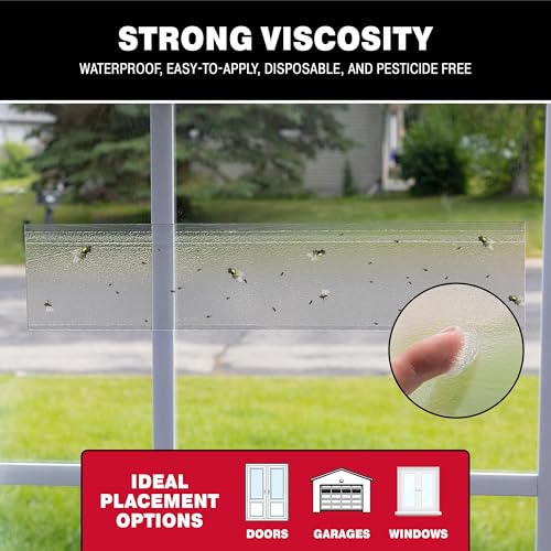 Catchmaster Window Fly Traps 12-Pack XL, Fruit Fly Traps for Indoors, Disposable Bulk Bug Catcher, Waterproof Insect Glue Trap, Adhesive Fly Strips, Pest Control for Home, Kitchen, & Garage - size: 12 XL Clear Traps