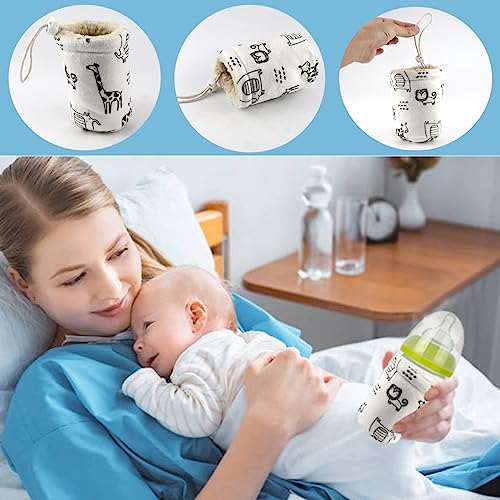 Baby Bottle Sleeve Infant Milk Bottle Pouch Thermal Cover Washable Anti Drop Baby Feeding Bottle Holder Glass Nursery Bottles Insulator Cover (Medium,for 240ml bottles)